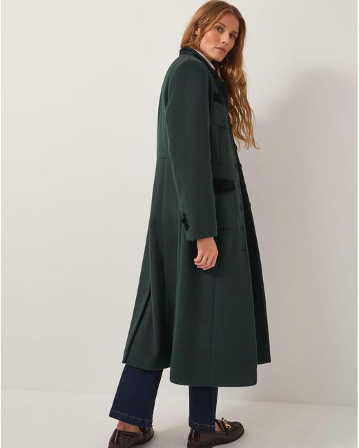 Monsoon Green Viv Velvet Trim Military Coat
