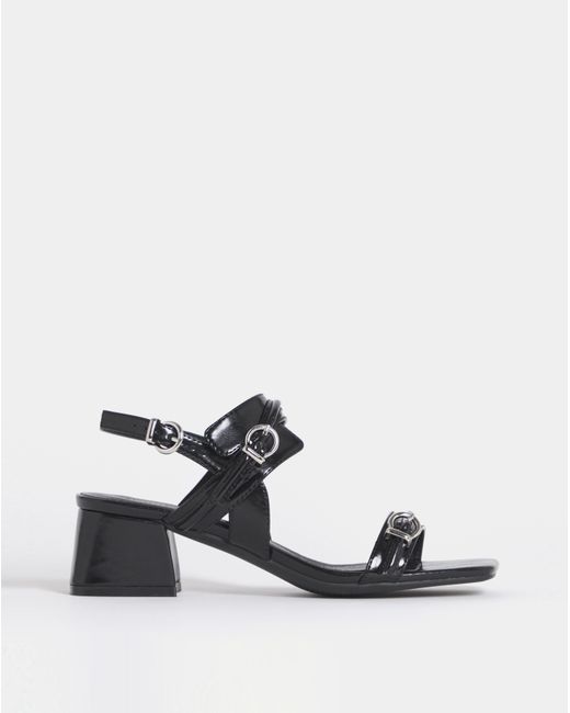 JD Williams Gray Two Strap Buckle Heels Ex Wide
