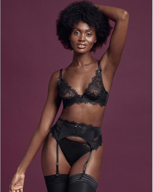 Figleaves Black Pulse Lace Suspender