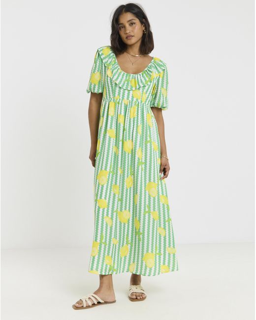 Twisted Wunder Green Fruit Print Maxi Dress