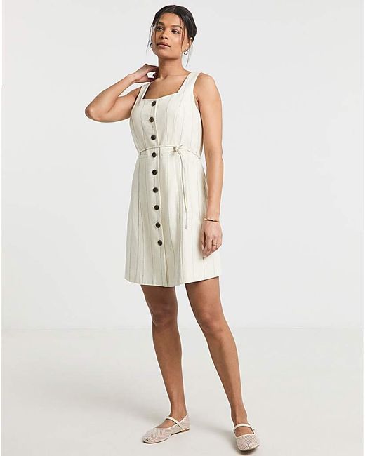 Simply Be Blue Linen Look Tailored Dress