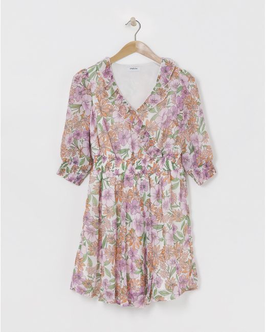 Simply Be Multicolor Wrap Georgette Skater Dress
