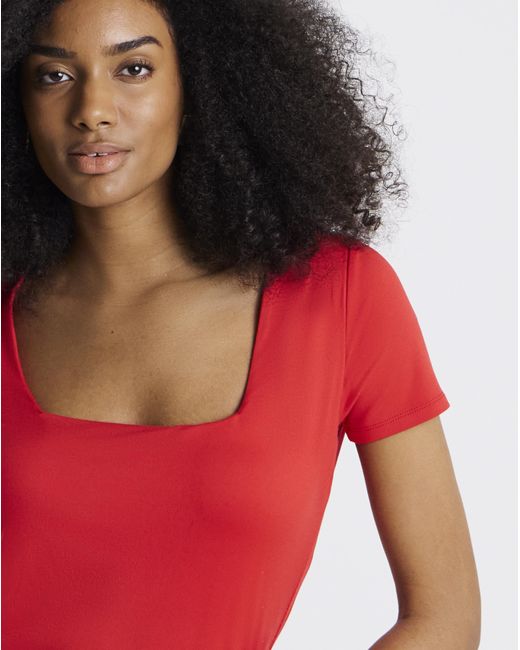 Simply Be Red 2 Pack Soft Touch Square Neck Tops