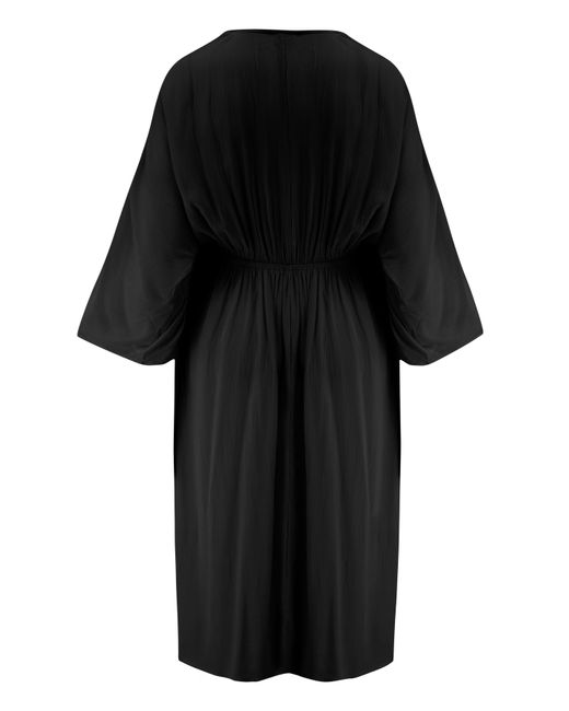 Pour Moi Black Crinkle O Ring Midi Beach Kaftan