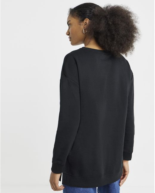 Simply Be Black Side Split Sweatshirt Tunic
