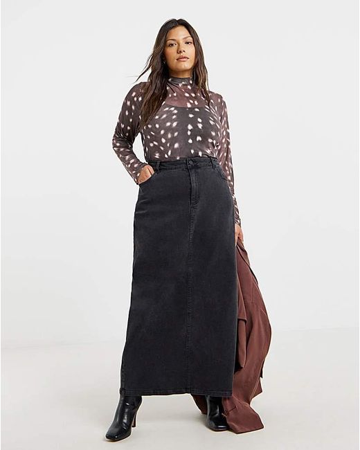 Simply Be Brown High Neck Mesh Top