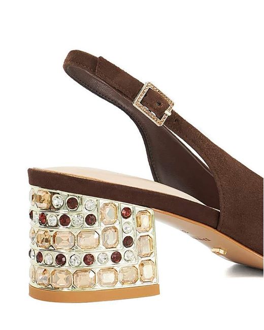 Dune Brown Catharine Suede Slingback Heel