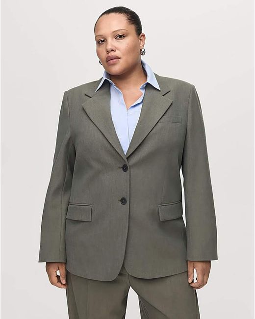 Mango Gray Blazer With Flap Pockets