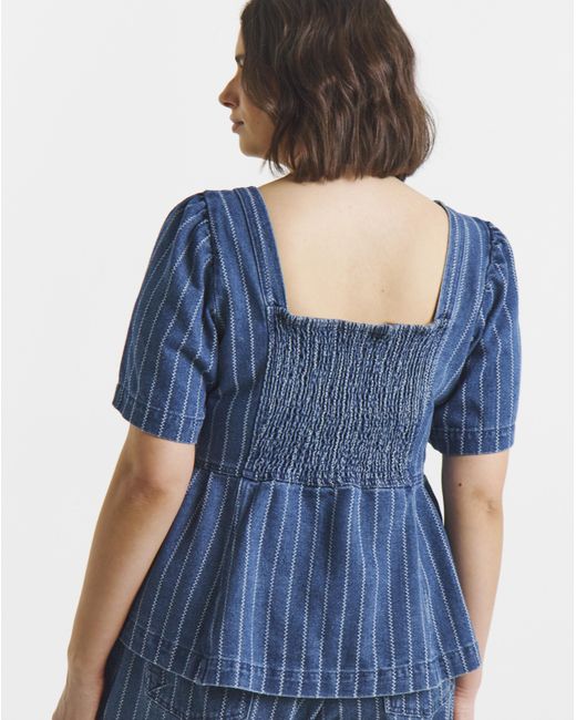 Simply Be Blue Denim Peplum Top
