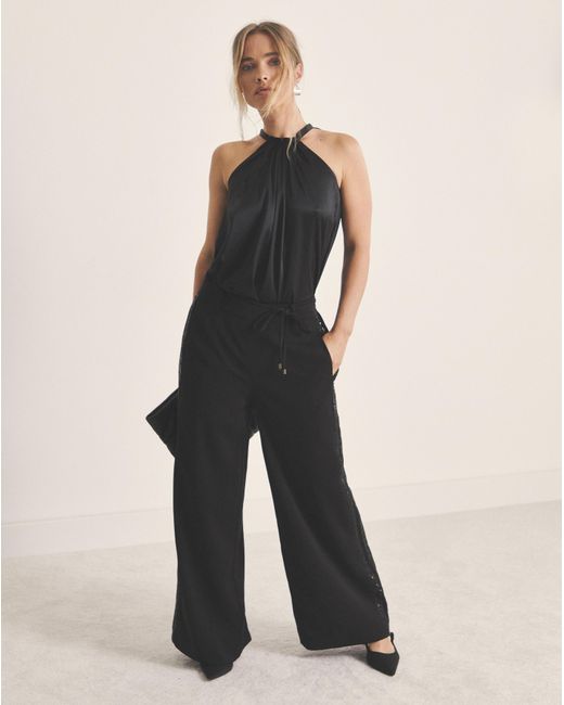 Simply Be White Side Stripe Wide Leg Trousers