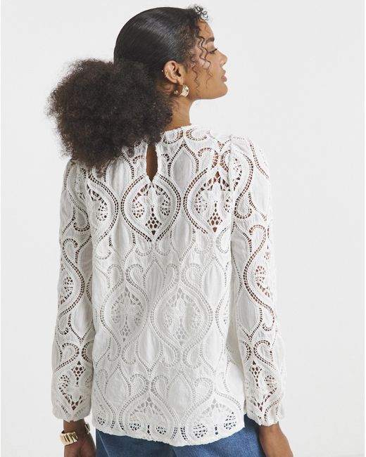 Joanna Hope White Premium Broderie Blouse