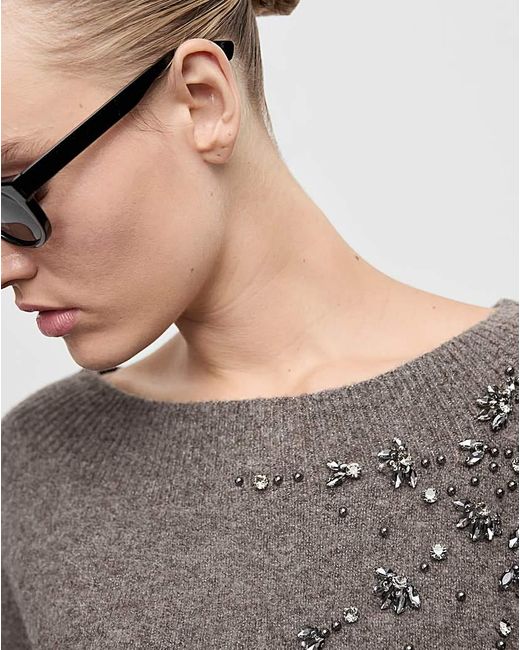Mango Gray Bardot Jumper