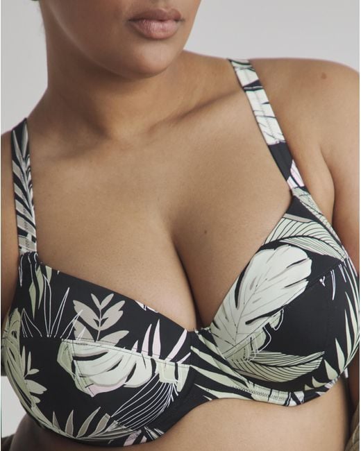 Elomi Black Tropical Retreat Plunge Bikini Top