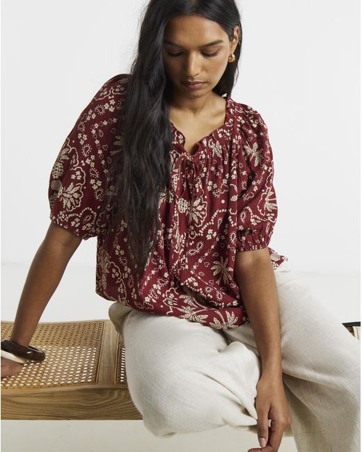 Simply Be Red Crinkle Smock Blouse