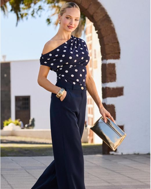 Sosandar Blue Off The Shoulder Top