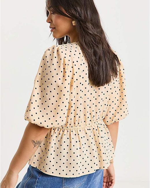 Simply Be Natural Button Through Peplum Blouse