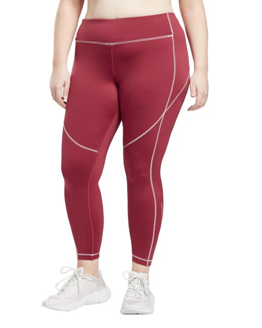 Reebok Red Wor Big Logo Tight Plus Size