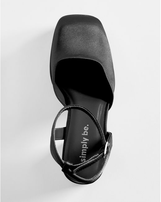 Simply Be Black Square Toe Platform Heeled Shoes Ex Wide