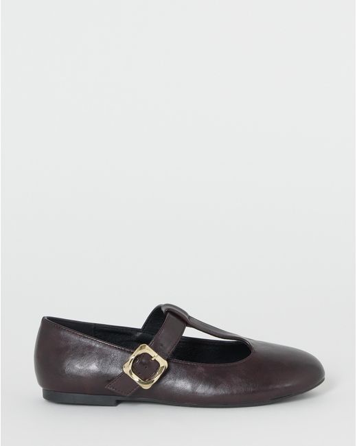 Simply Be Brown T Bar Mary Janes Extra Wide Fit