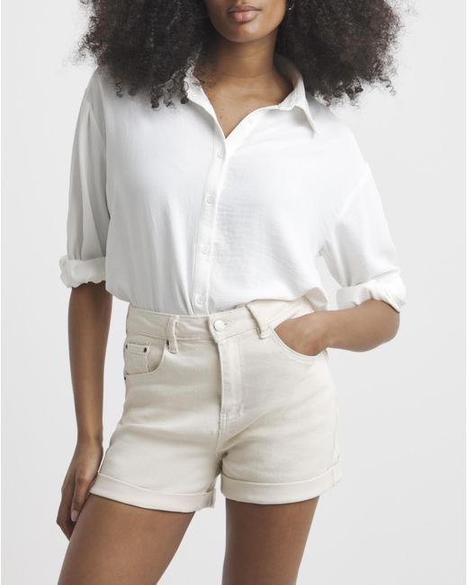 Simply Be White Roll Hem Mom Short