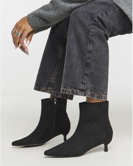 Simply Be Black Micro Heel Ankle Boot Extra Wide
