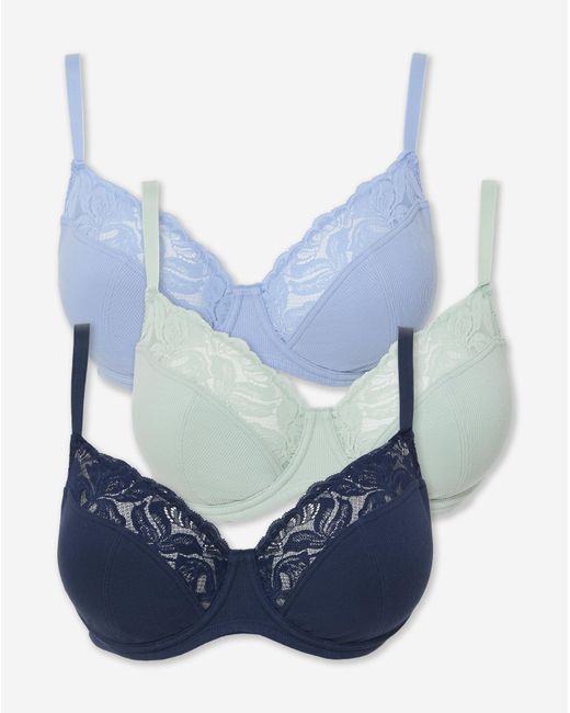 Pretty Secrets Multicolor 3 Pack Lace Full Cup Bras