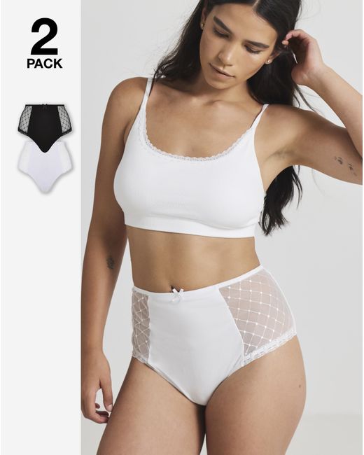 Pretty Secrets Black 2 Pack Rachel Embroidery Deep Brief