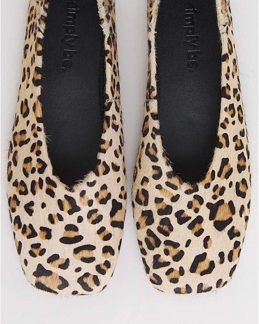 Simply Be Blue V Cut Leather Ballerina Extra Wide