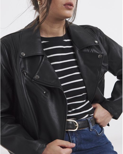 Simply Be Black Faux Leather Essential Jacket