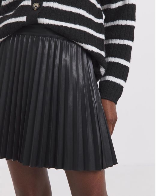 Simply Be Blue Pu Pleated Mini Skirt