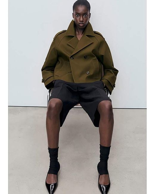 Mango Green Cropped Trenchcoat