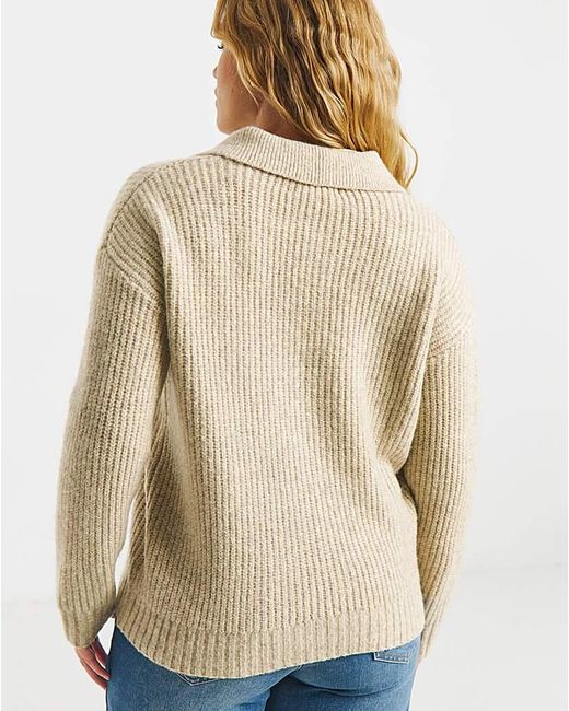 Simply Be Blue Collared Rib Jumper