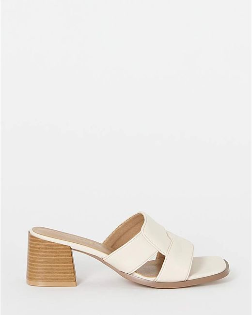 JD Williams Natural Woven Mule Block Heel Wide