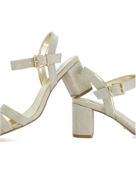 Dune Natural Block Heel Sandals Wide Fit