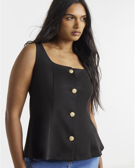 Simply Be Black Button Through Jersey Waistcoat