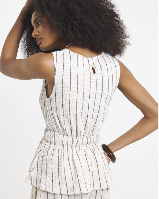 Simply Be White Stripe Peplum Top