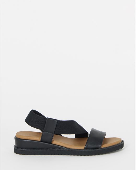 Heavenly Soles Black Asymmetric Wedge Sandal Ex Wide