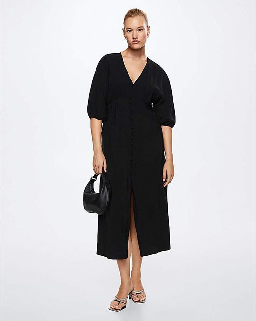 Mango Black Buttoned Midi Dress