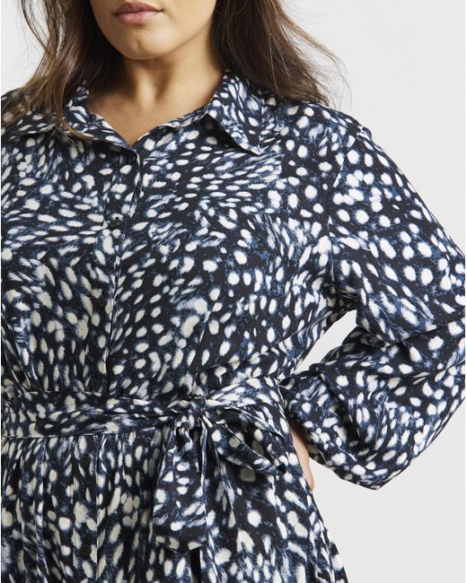 Simply Be Blue Animal Print Viscose Shirt Dress