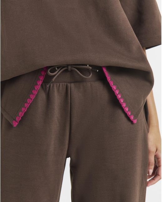 Simply Be Brown Whipstitch Barrel Leg Jogger