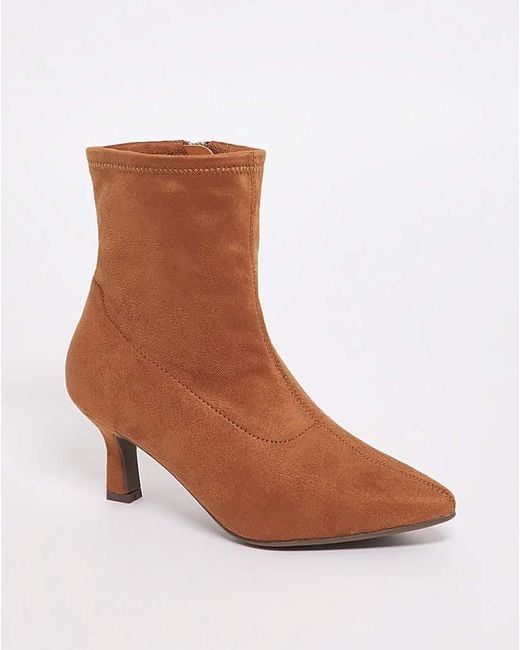 JD Williams Brown Kitten Heel Sock Boot Eee Fit