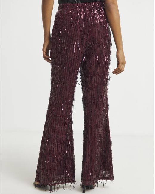 Joanna Hope Red Tassle Sequin Trousers