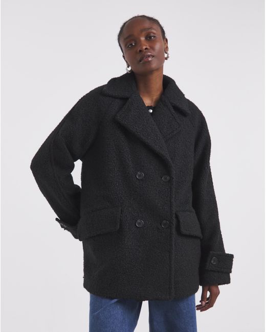 Simply Be Blue Boucle Teddy Peacoat