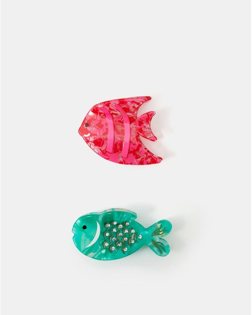 Accessorize Red Tropical Fish Claw Clips