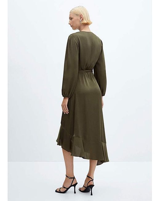 Mango Green Ruffle Wrap Dress