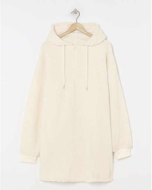 Simply Be White Supersoft Borg Oversized Dress