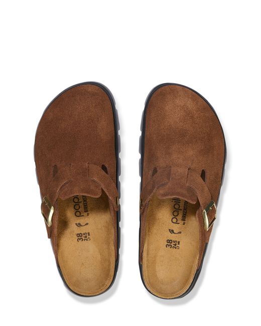 Birkenstock Brown Boston Chunky Suede Leather