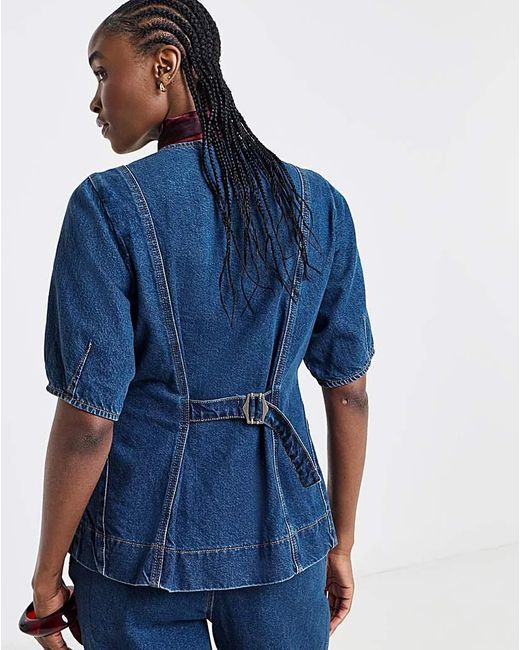 Simply Be Blue Button Through Denim Blouse