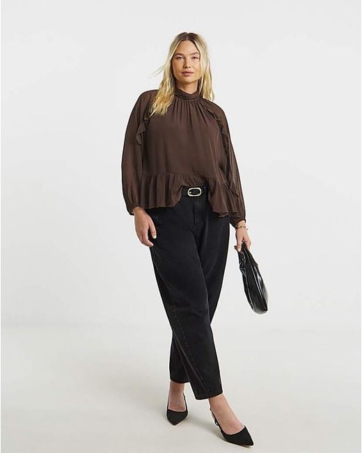 Simply Be Brown Crinkle Georgette Blouse