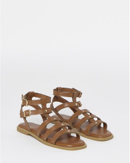 Simply Be White Scallop Gladiator Sandals Wide